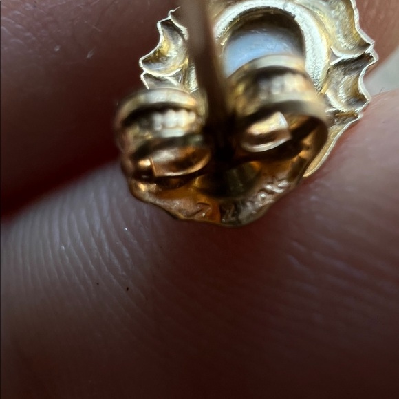 Vintage solid 14k yellow gold genuine opal earrings - Picture 3 of 16